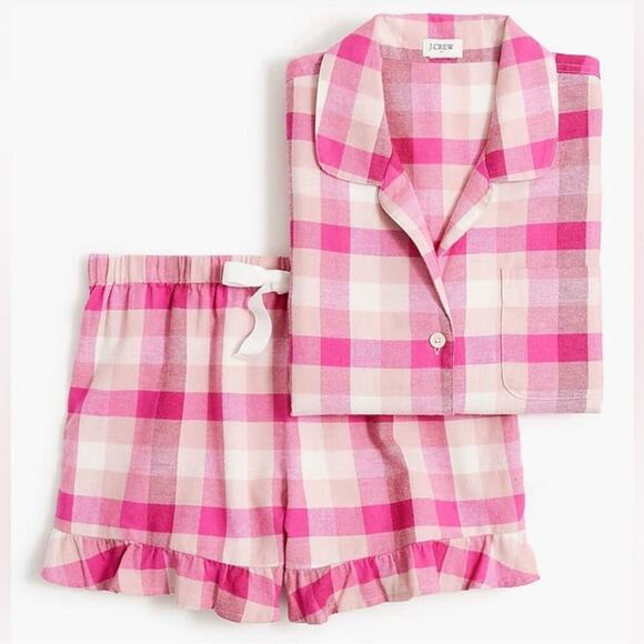 J.Crew Long-sleeve ruffle flannel pajama set - Picture 1 of 4